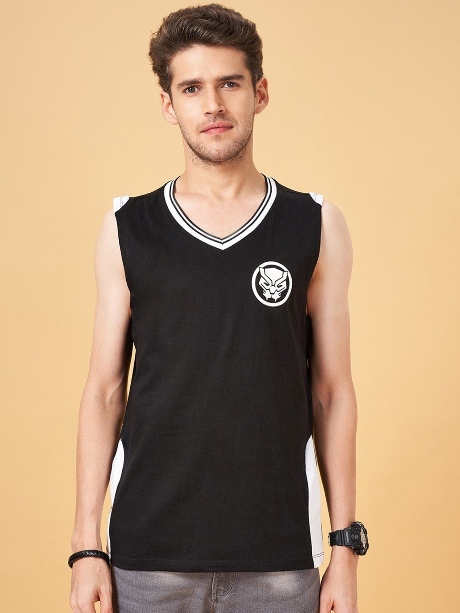 Sf Jeans By Pantaloons Jet Black Slim Fit Vest