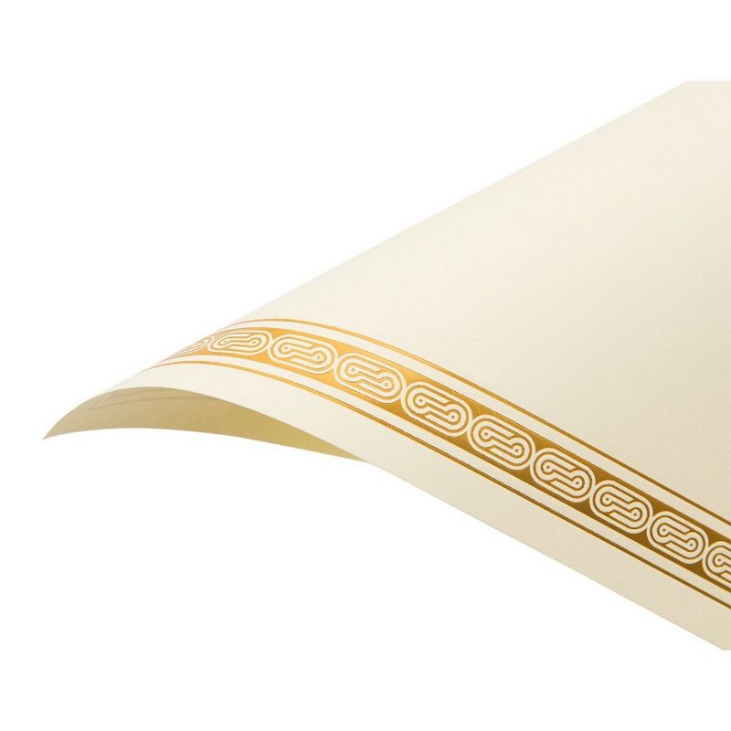 48-Sheet Certificate Paper with Gold Foil Border, Letter Size Award Diploma Paper, Ivory, 8.5" x 11"