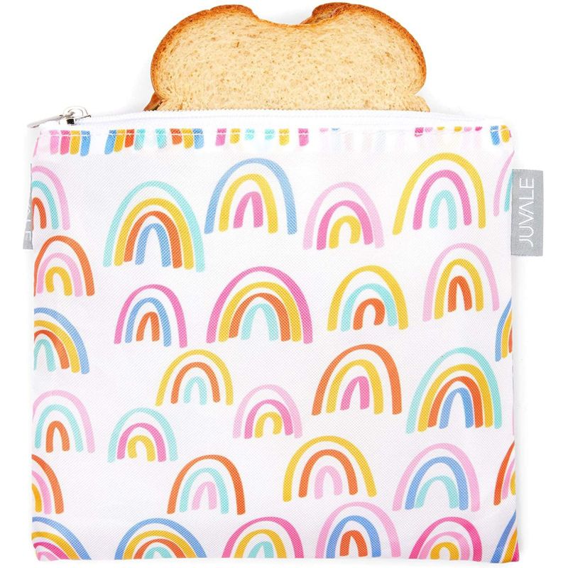 Juvale 5 Pack Resealable Plastic Bags, Colorful Rainbow Reusable Snack Bags with Zipper (3 Sizes)