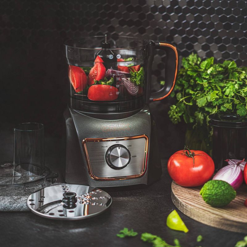 CRUX 8-Cup Food Processor - Gray