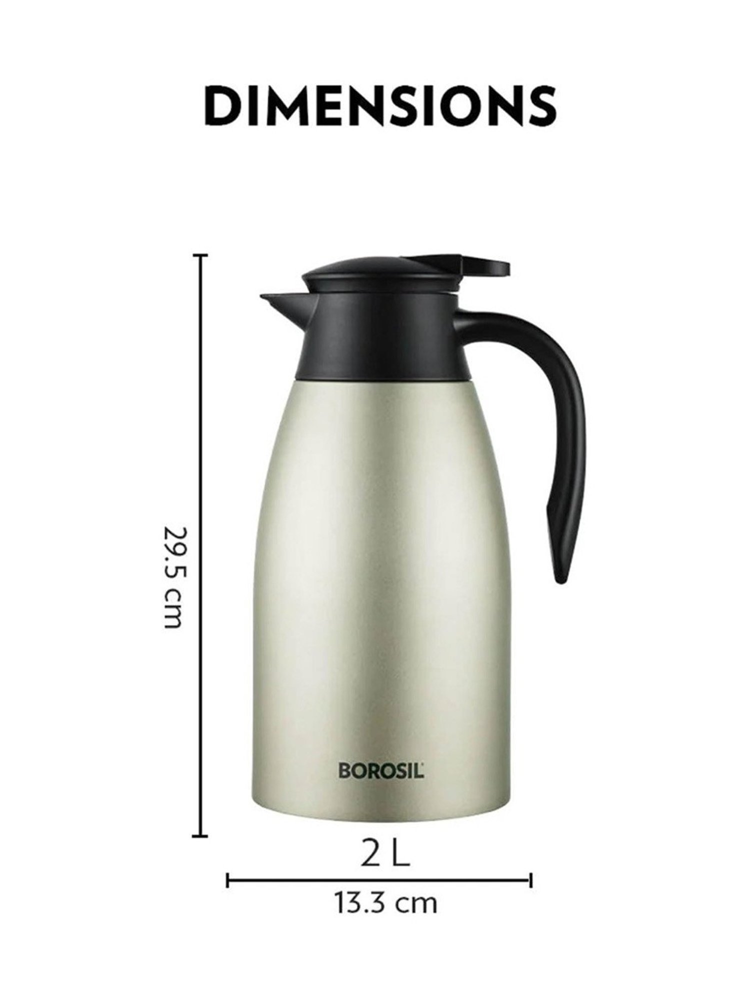 Borosil Silver Stainless Steel Wonder Jug (5700 ML)