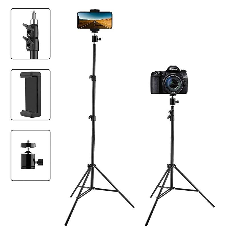 Tripod Tall, Extend to 82 Inch Tripod with Cell Holder, Tall Tripod for Cell s, Lightweight DSLRs, Digital Cameras and Action Cameras for Taking Photos and YouTube Videos (82")