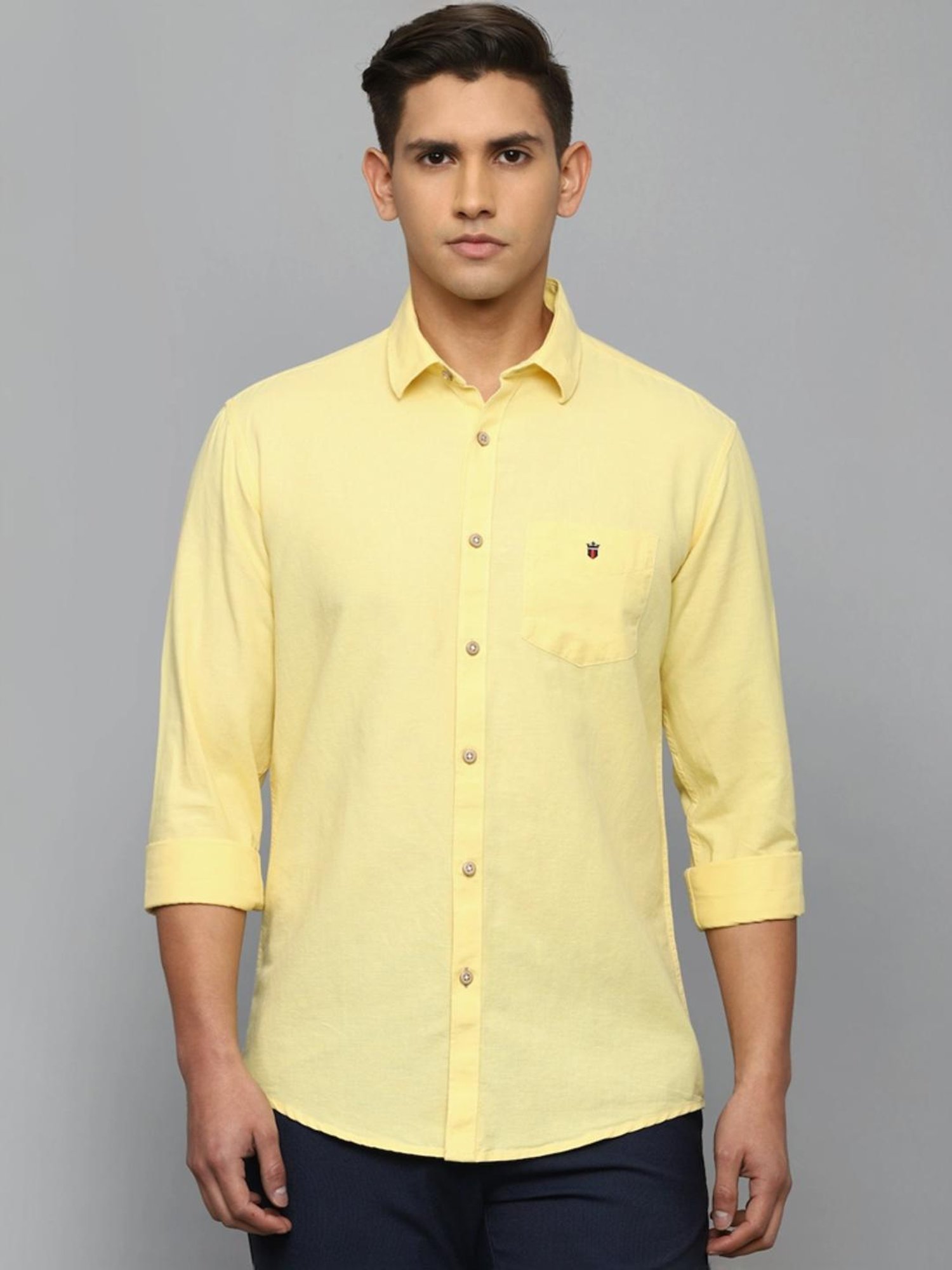 Louis Philippe Yellow Slim Fit Shirt