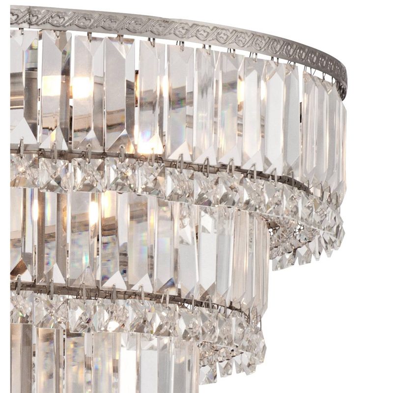 Vienna Full Spectrum Satin Nickel Chandelier 24 1/2" Wide Faceted Crystal Glass for Dining Room House Foyer Kitchen Bedroom