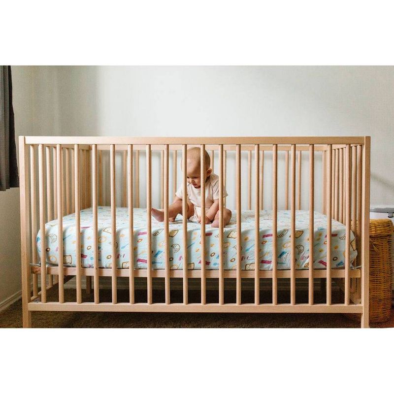 Loulou Lollipop Muslin Fitted Crib Sheet - Breakfast Blue