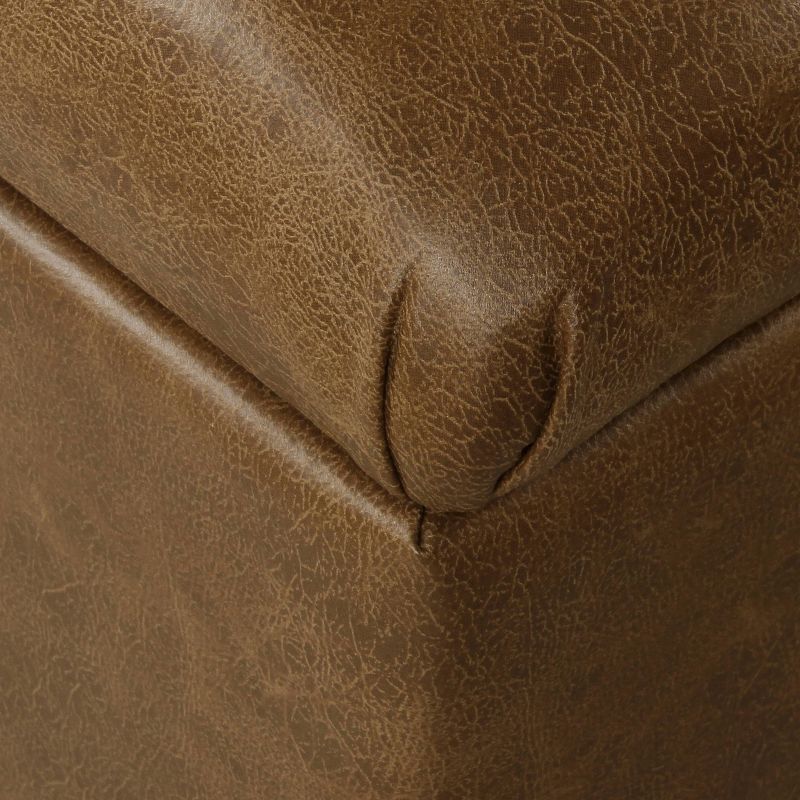 Ainsley Button Tufted Storage Bench Faux Leather Light Brown - HomePop