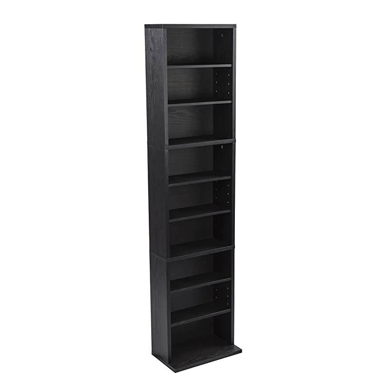 Herrin Adjustable Media Cabinet Holds 261CD 114DV 132 BluRayGames PN74736250 in Textured Ebony