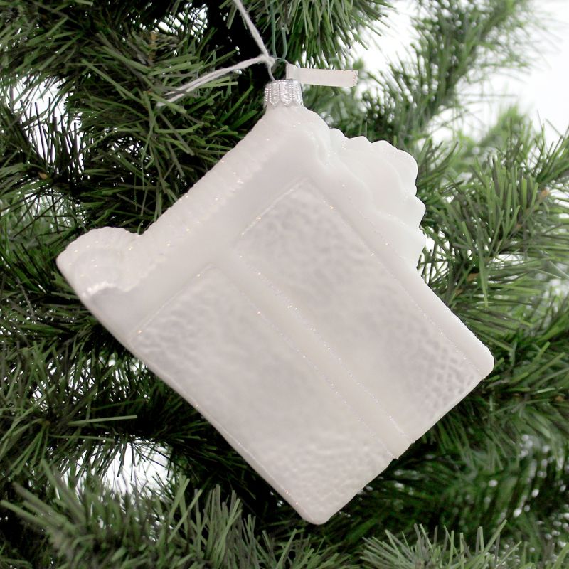 Holiday Ornament Wedding Cake-White Marriage Pastry Sweet Rose  -  Tree Ornaments