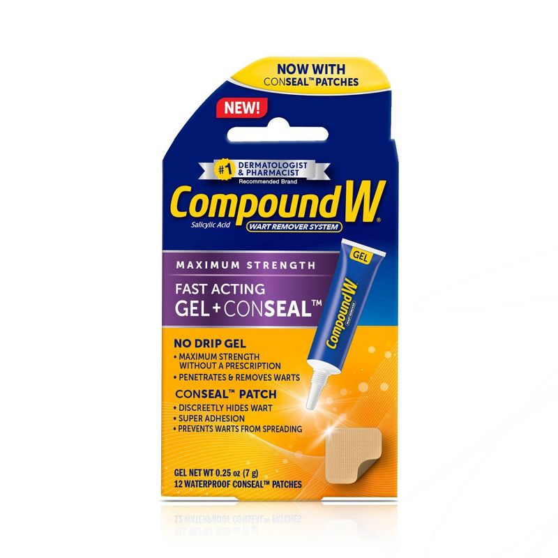 Compound W Maximum Strength Fast Acting Gel Wart Remover + ConSeal Patches - 0.25oz/12ct