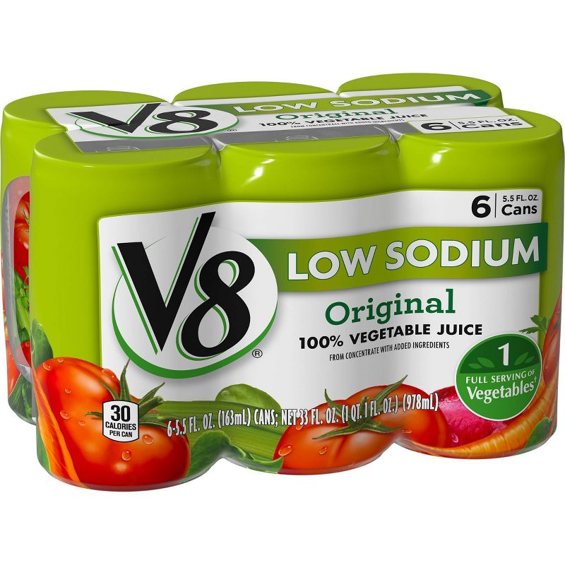 V8 Original Low Sodium 100% Vegetable Juice - 6pk/5.5 fl oz Cans