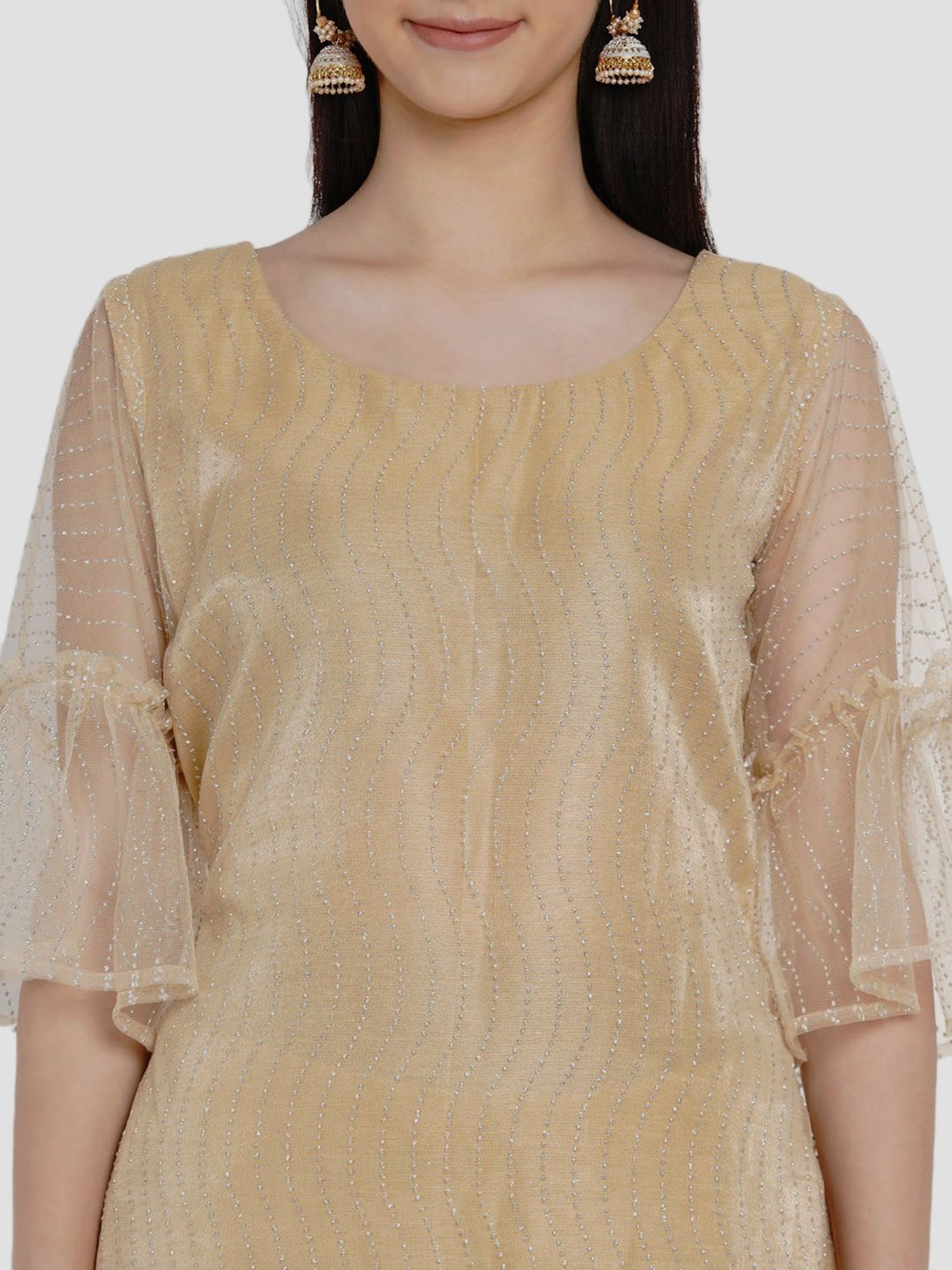 Women Republic Beige Embellished Kurta Pant Set