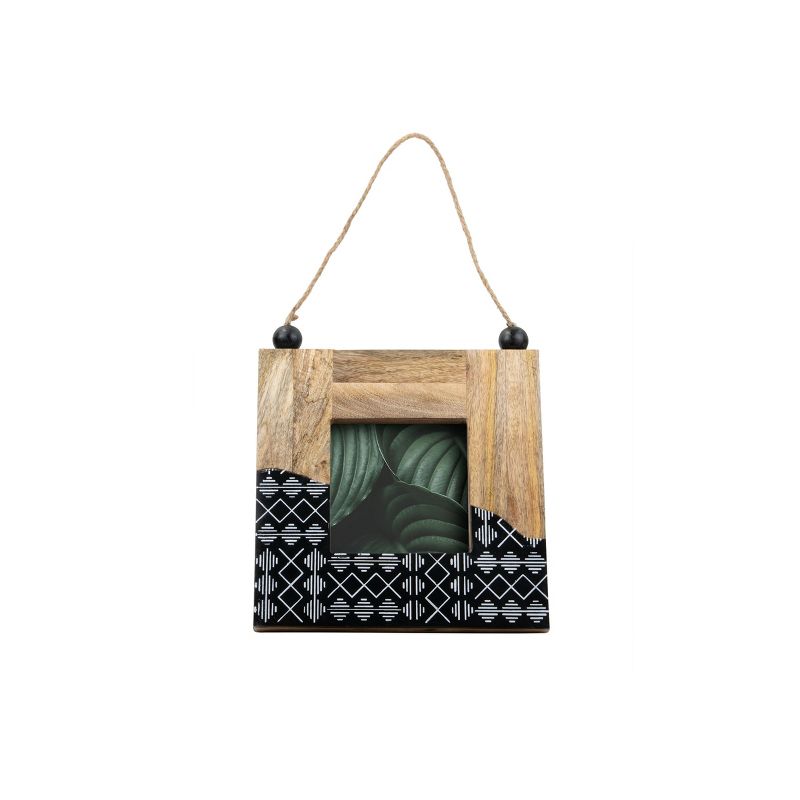 Black 5 x 5 inch Tribal Pattern Decorative Wood Picture Frame - Foreside Home & Garden