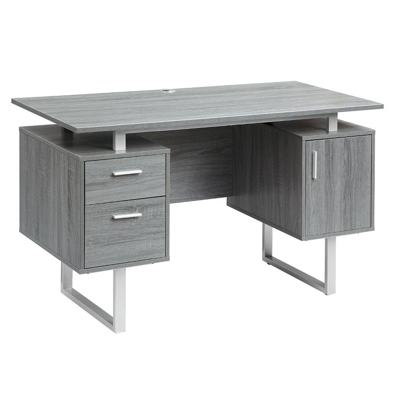 Modern Office Desk with Storage Gray - Techni Mobili