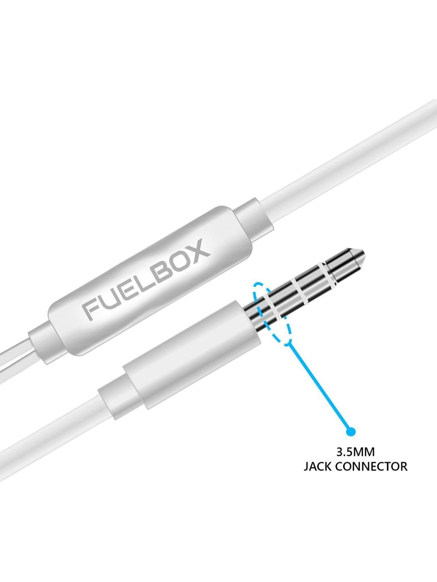 Fuelbox Boom Extra Bass 3.5Mm Stereo Earphones 1.2M (White)