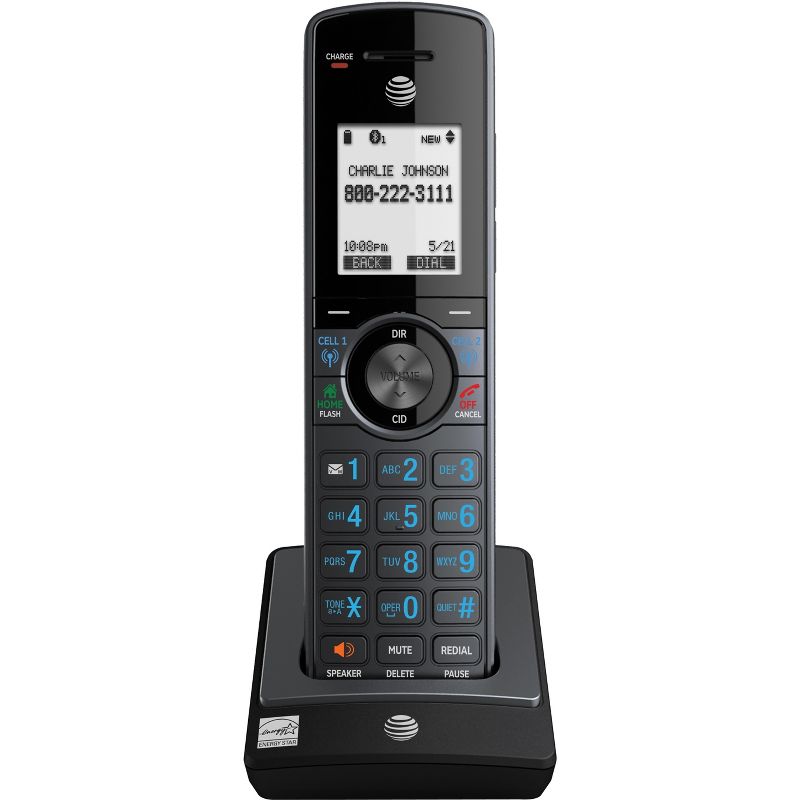 AT&T Connect to Cell Accessory Handset - Cordless - Bluetooth, DECT 6.0 - 4000 Phone Book/Directory Memory - Black