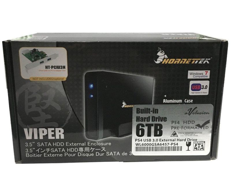 HornetTek Viper 6TB (6000GB) 7200RPM 64MB Cache USB 3.0 External PS4 Hard Drive (PS4 Pre-Formatted) - PS4, PS4 Slim & PS4 Pro