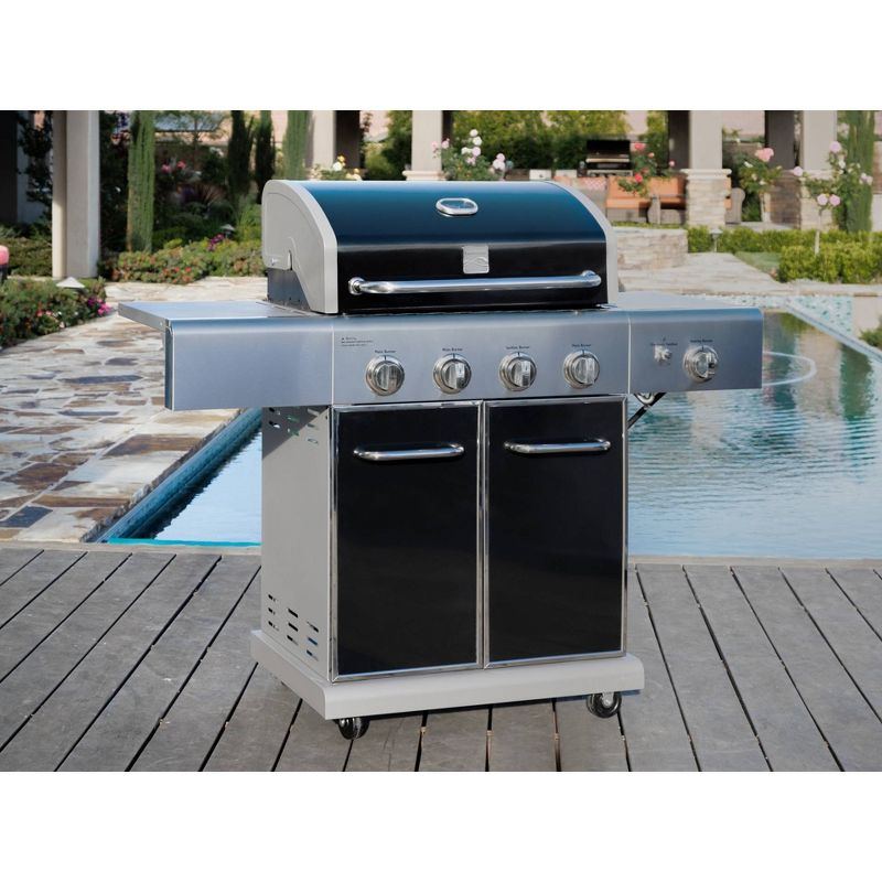 Kenmore 4-Burner Gas BBQ Propane Grill with Side Burner PG-40409S0LB Black