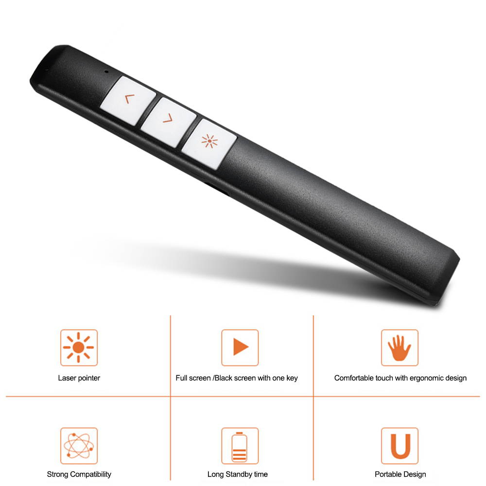 PP-932 2.4G Presenter 2.4GHz USB Wireless Laser Pointer PPT Remote Controller Presenter for PPT Presentation with Storage Bag