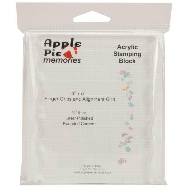 Apple Pie Memories Acrylic Stamp Block With Grips & Grid-4"X5"X.5" Thick