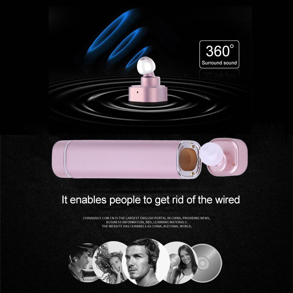 Earpiece 2 In1 Wireless V4.1 Super Stereo Bass Earphone Wireless Earbuds,pink