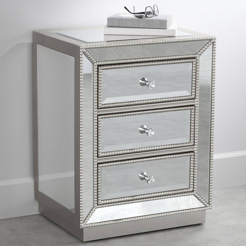 Coast to Coast Trevi 20" Wide 3-Drawer Silver Mirrored Accent Table
