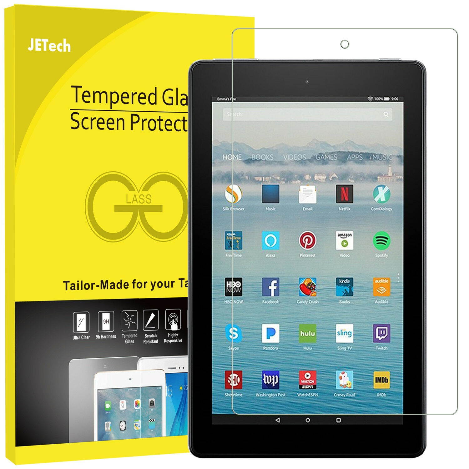 JETech Screen Protector for Amazon Fire HD 10 (2017 release) Tempered Glass Film