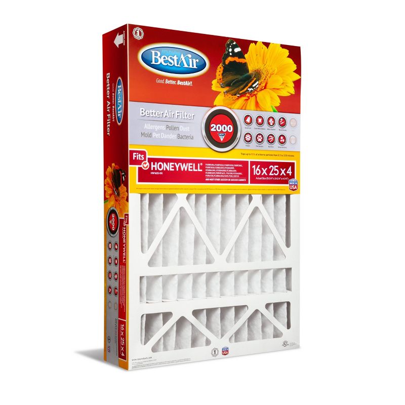 BestAir 3pk Honeywell 16X25X4 Replacement Air Furnace Filter Merv 11