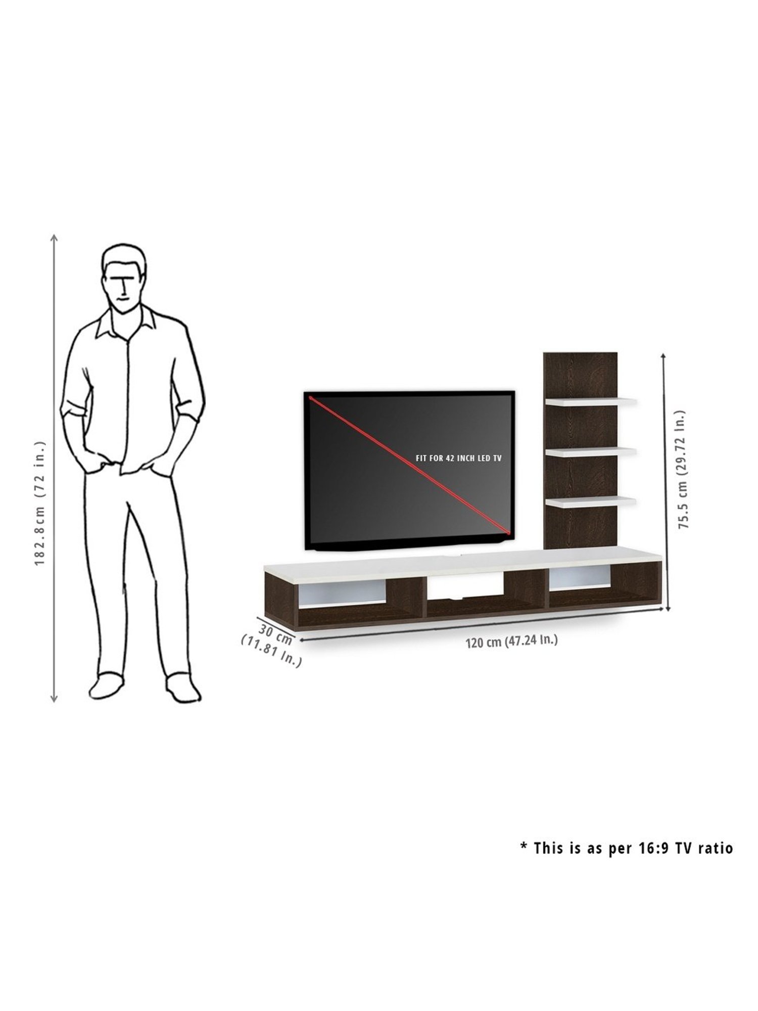 Delite Kom Flex Flowery Wenge & Acacia Dark Engineered Wood TV Entertainment Unit