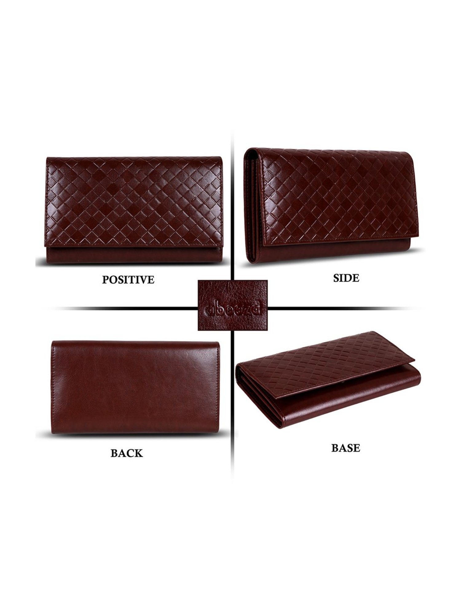 Abeeza Brown Textured Leather Large Clutch