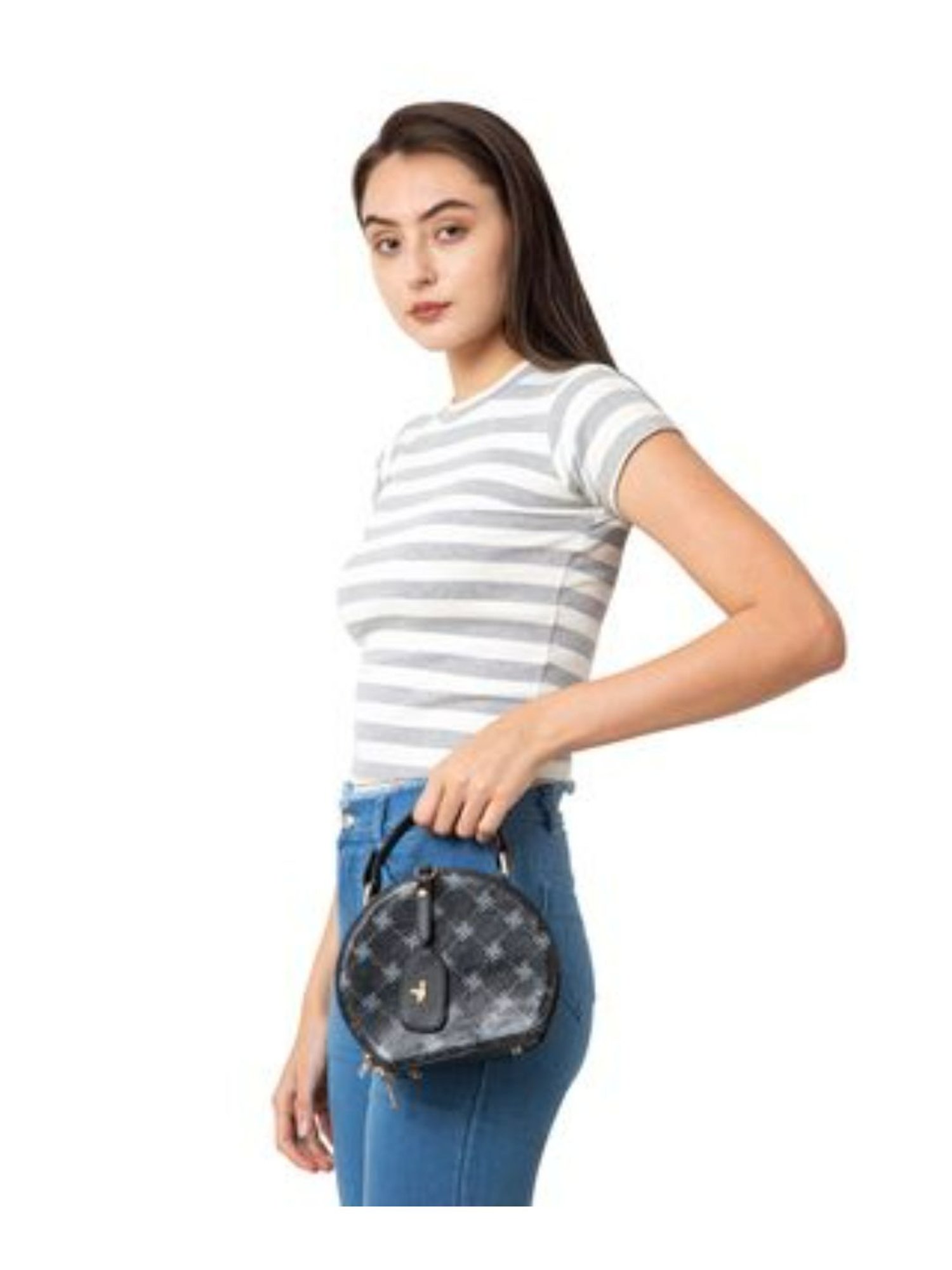 Yelloe Black Printed Medium Cross Body Bag