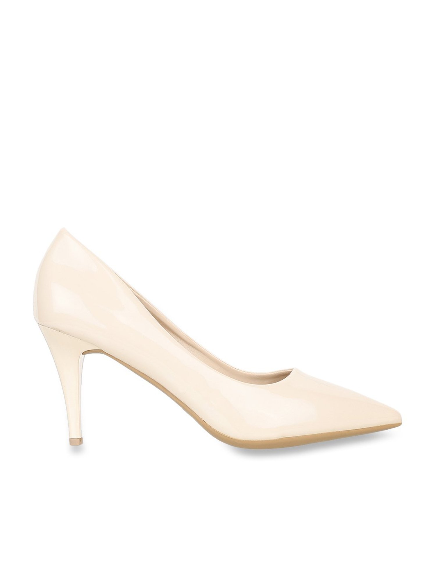 Flat N Heels Women's Cream Stiletto Pumps