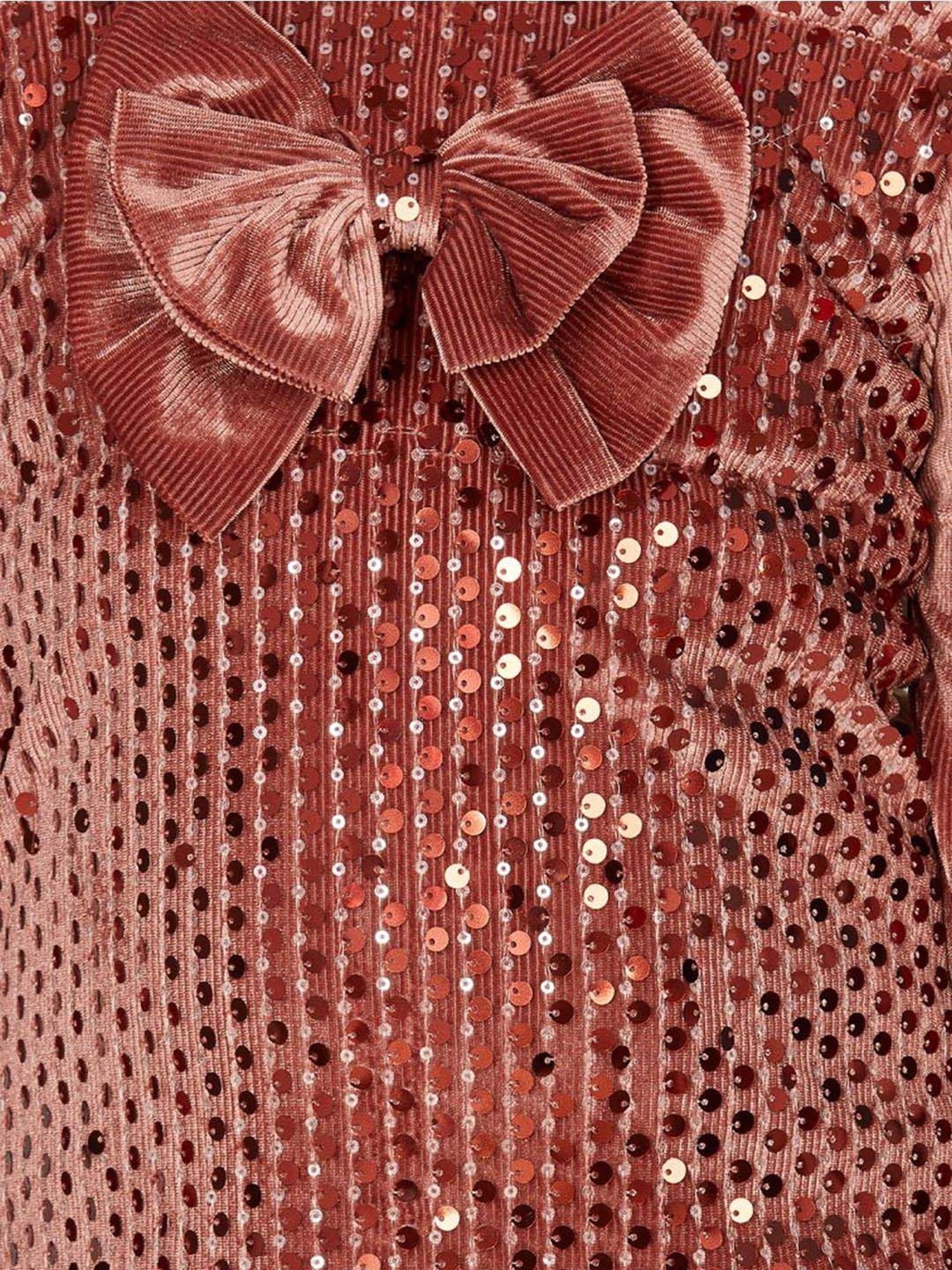 Peppermint Girls Rust Embellished Full Sleeves Dress