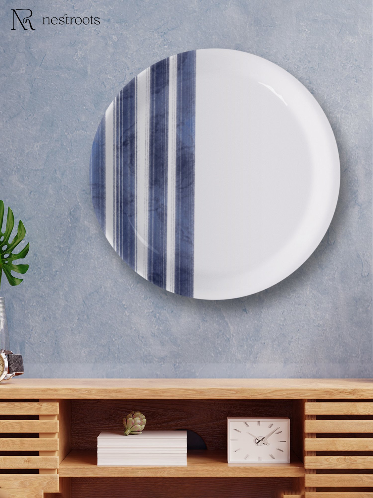 Nestroots Coastal Calm Blue & White Porcelain Decorative Wall Plate
