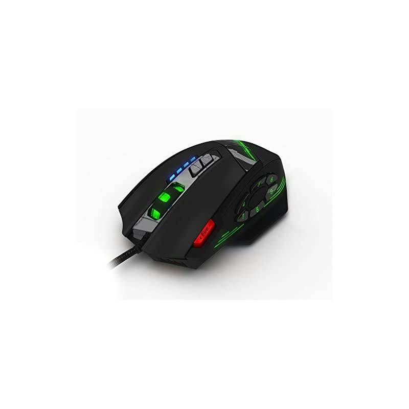 12 Programmable Buttons Zelotes C12 Gaming Mouse,  Laser Double-Speed Adjustment 8000DPI Mice Support 4 Level Switch