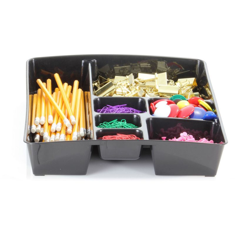 Officemate Deep Desk Drawer Organizer Tray 9-Comp Black 21322