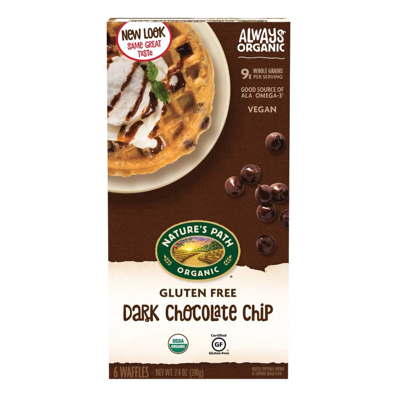 Nature's Path Gluten Free Organic Vegan Dark Chocolate Chip Frozen Waffles - 7.4oz