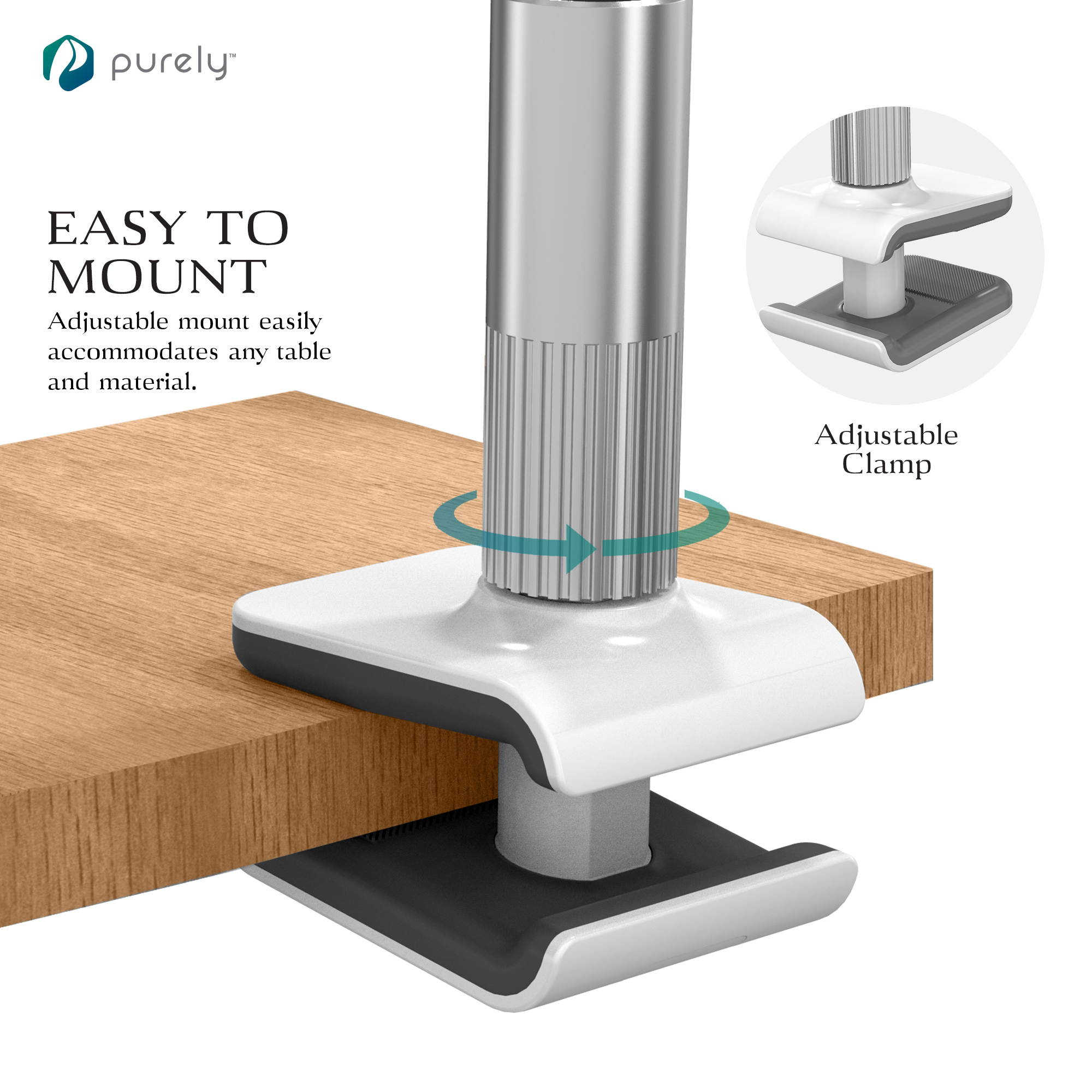 Purely Gooseneck Phone and Tablet Holder Deluxe | 39&rdquo; Flexible Arm with Clip Mount 4" to 12.9" Devices - Compatible with iPad Pro, Mini & Samsung Galaxy Tab - Desk, Bedside, Headboard Stand