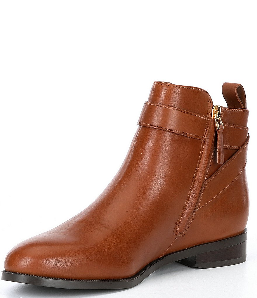 Lauren Ralph Lauren Bonne Logo Detail Leather Ankle Booties