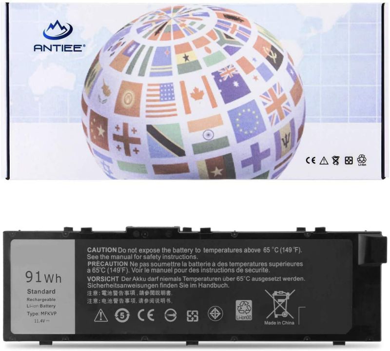 ANTIEE 91Wh MFKVP Laptop Battery for Dell Precision 15 7510 7520 17 7710 7720 M7510 M7710 Series Notebook 451-BBSB 451-BBSF TWCPG M28DH 1G9VM T05W1 GR5D3 0FNY7 RDYCT 11.4V 6Cell