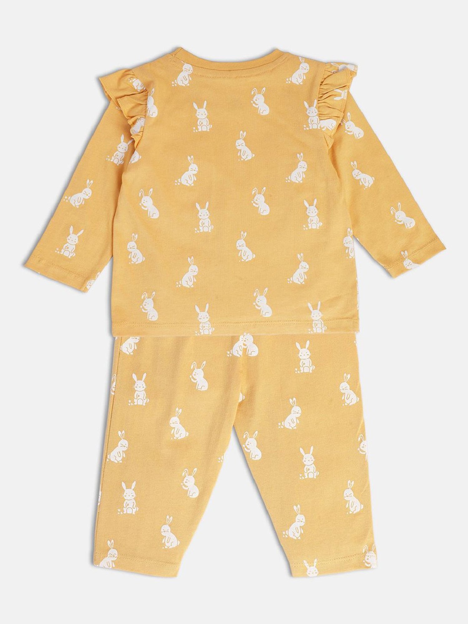 MINIKLUB Kids Orange Graphic Print Full Sleeves Top with Pants