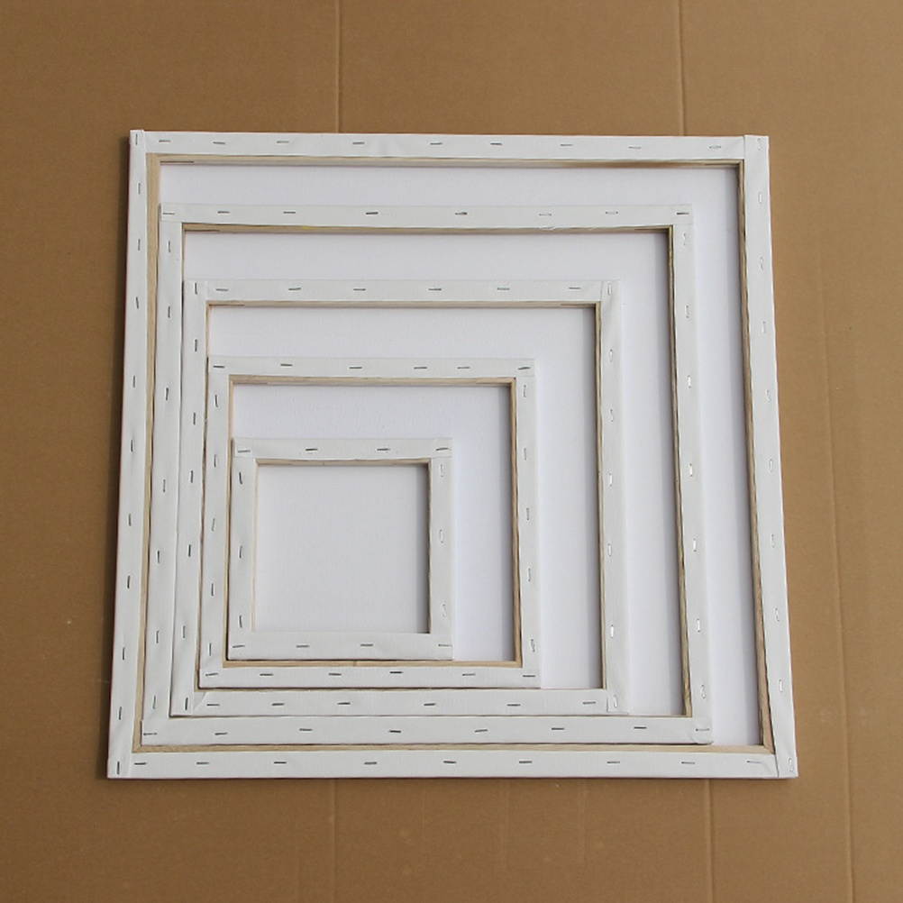 Square Shape Cotton Wood Blank Oil Painting Picture Frame Custom Solid Wood Painting Frame 10X10CM (White)
