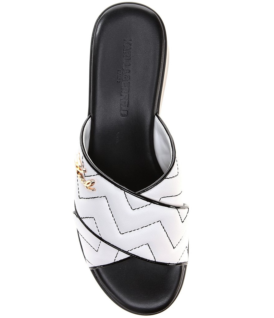 KARL LAGERFELD PARIS Ramona Chevron Stitch Leather Platform Wedge Slides