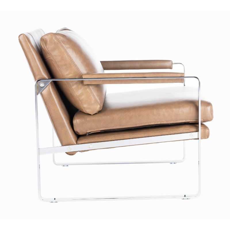 Esposito Metal Accent Chair Dark Brown/Silver - Safavieh