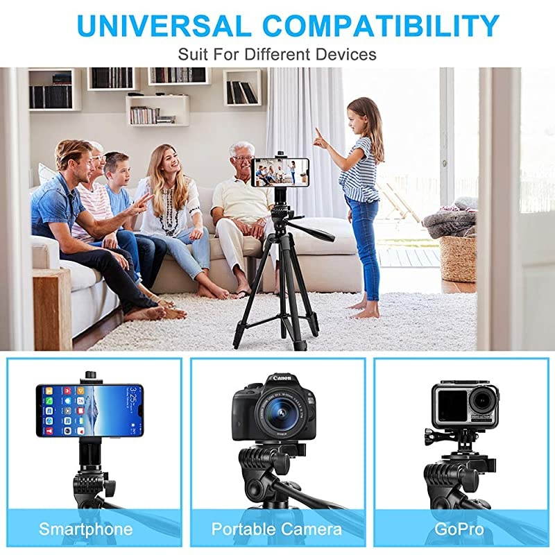 Tripod57 Extendable Travel Tripod Stand with Cell Tripod HolderSmartRemote ShutterCompatible with iAndroid CameraGopro