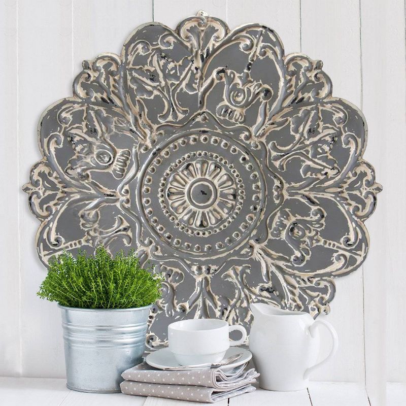28" Medallion Wall Decor Gray - Stratton Home Décor