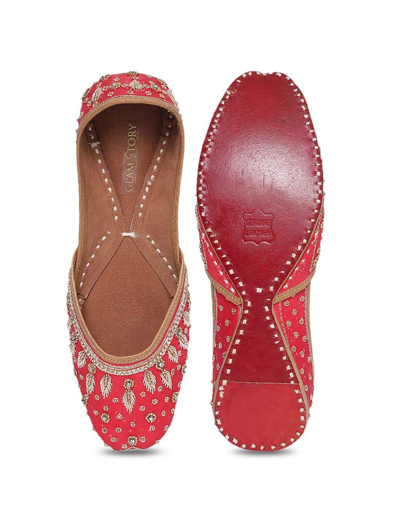 Glam Story Women's Red Ethnic Juttis