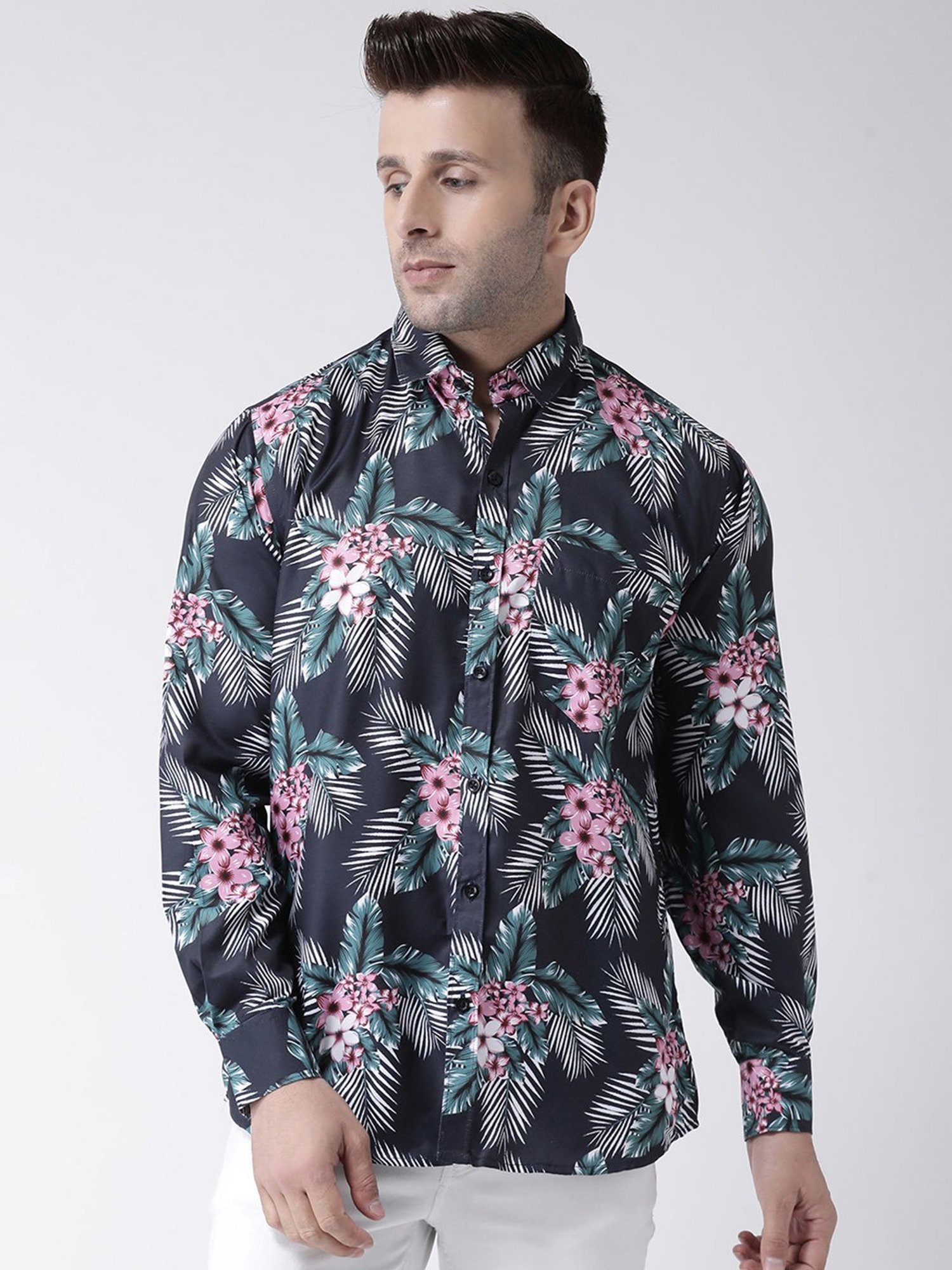 Hangup Plus Black Slim Fit Printed Shirt