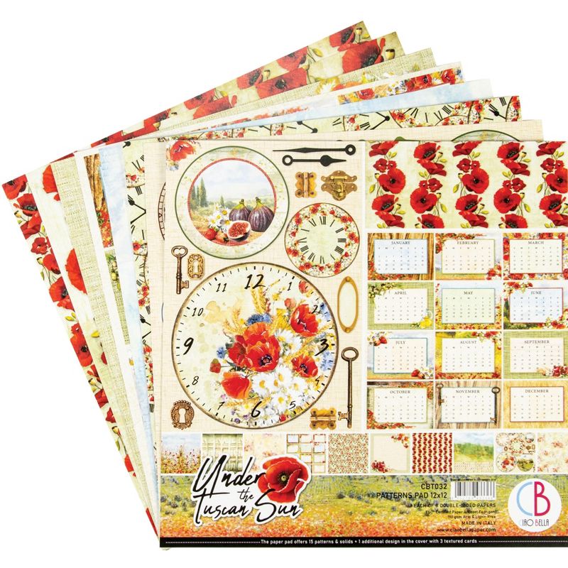 Ciao Bella Double-Sided Paper Pack 90lb 12"X12" 8/Pkg-Under The Tuscan Sun, 8 Designs/1 Each
