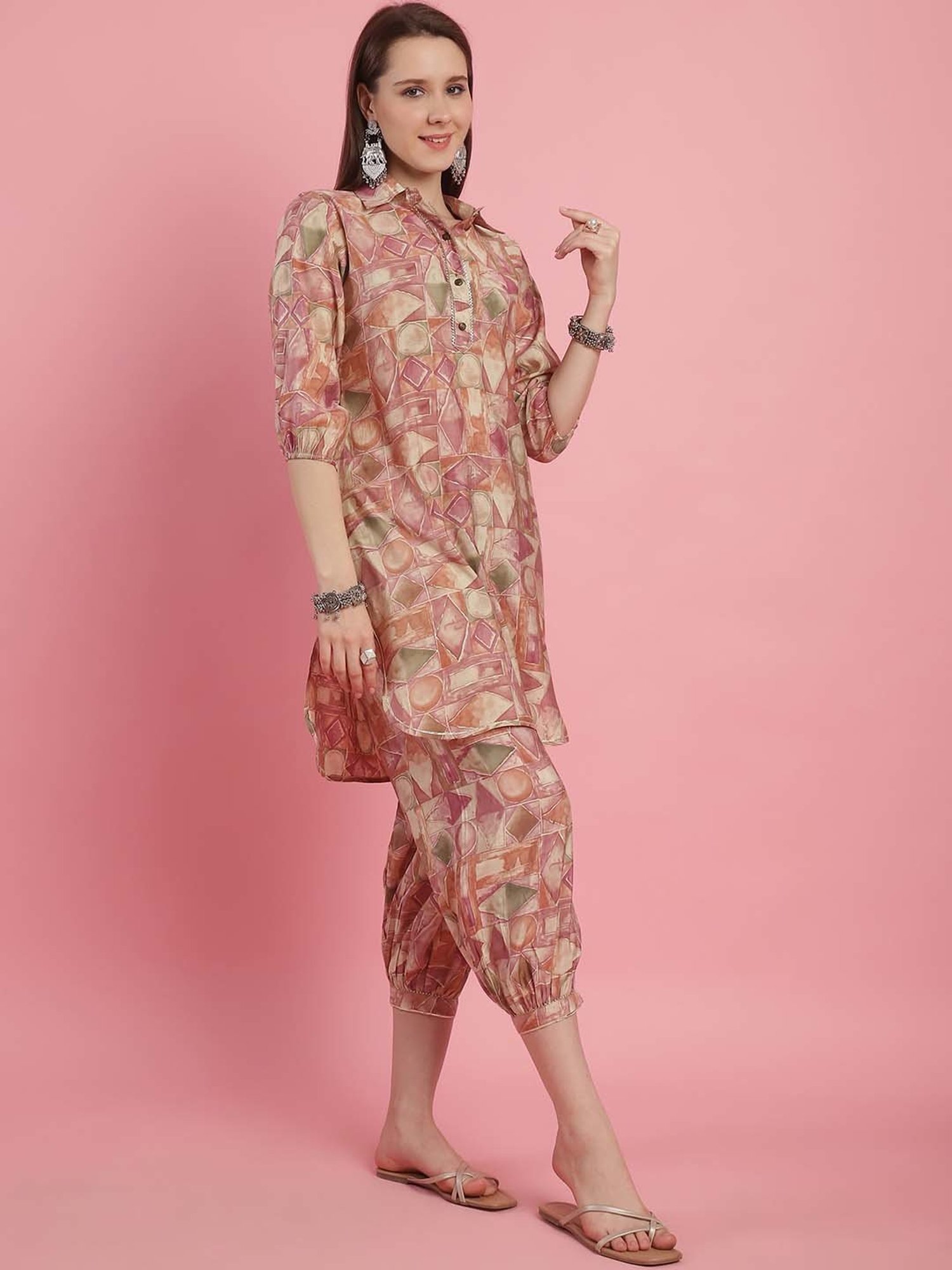 Prakrti Pink Printed Kurti Salwar Set
