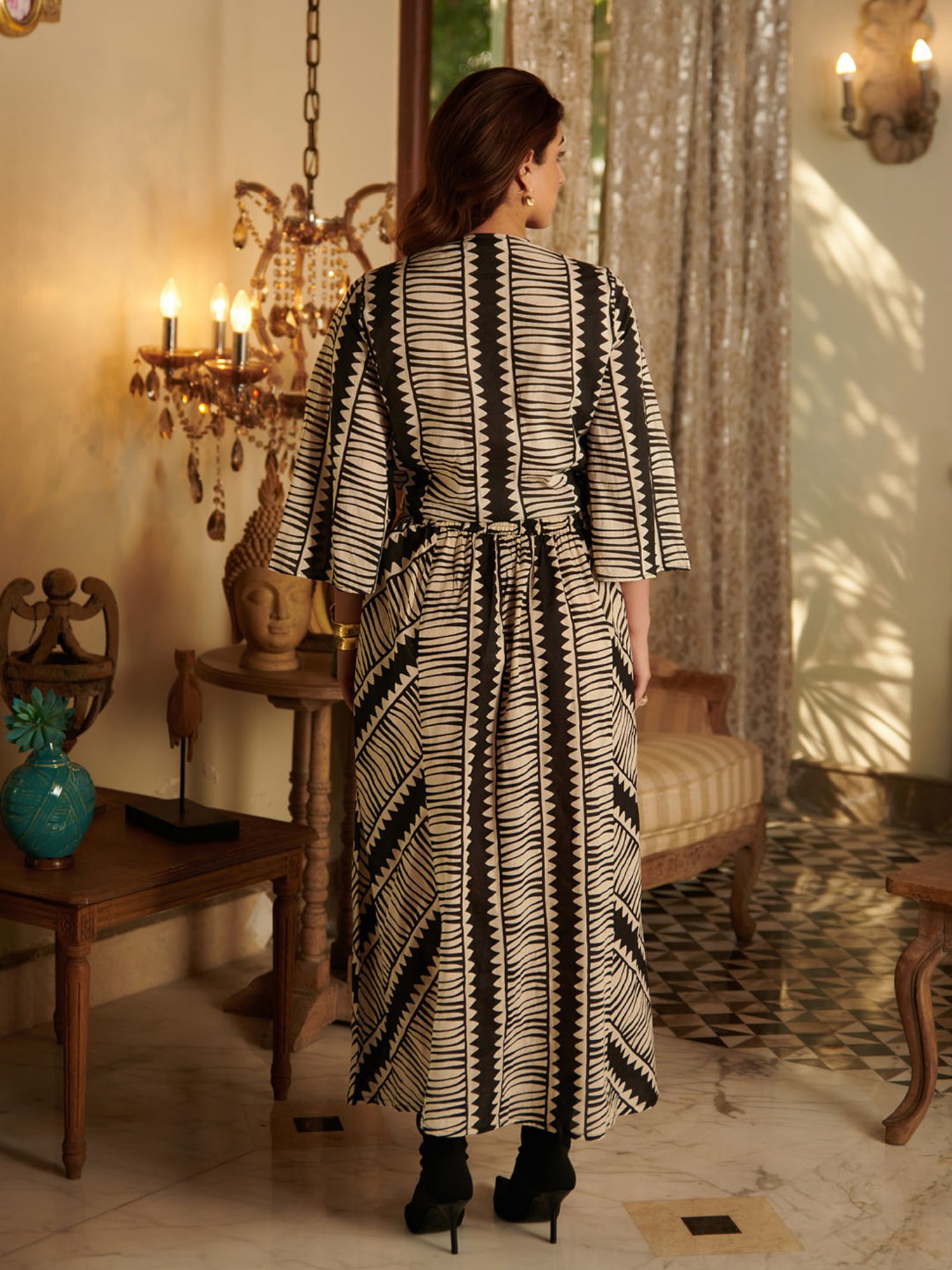 Cin Cin Zebra Line Printed Wrap On Top With A Line Skirt